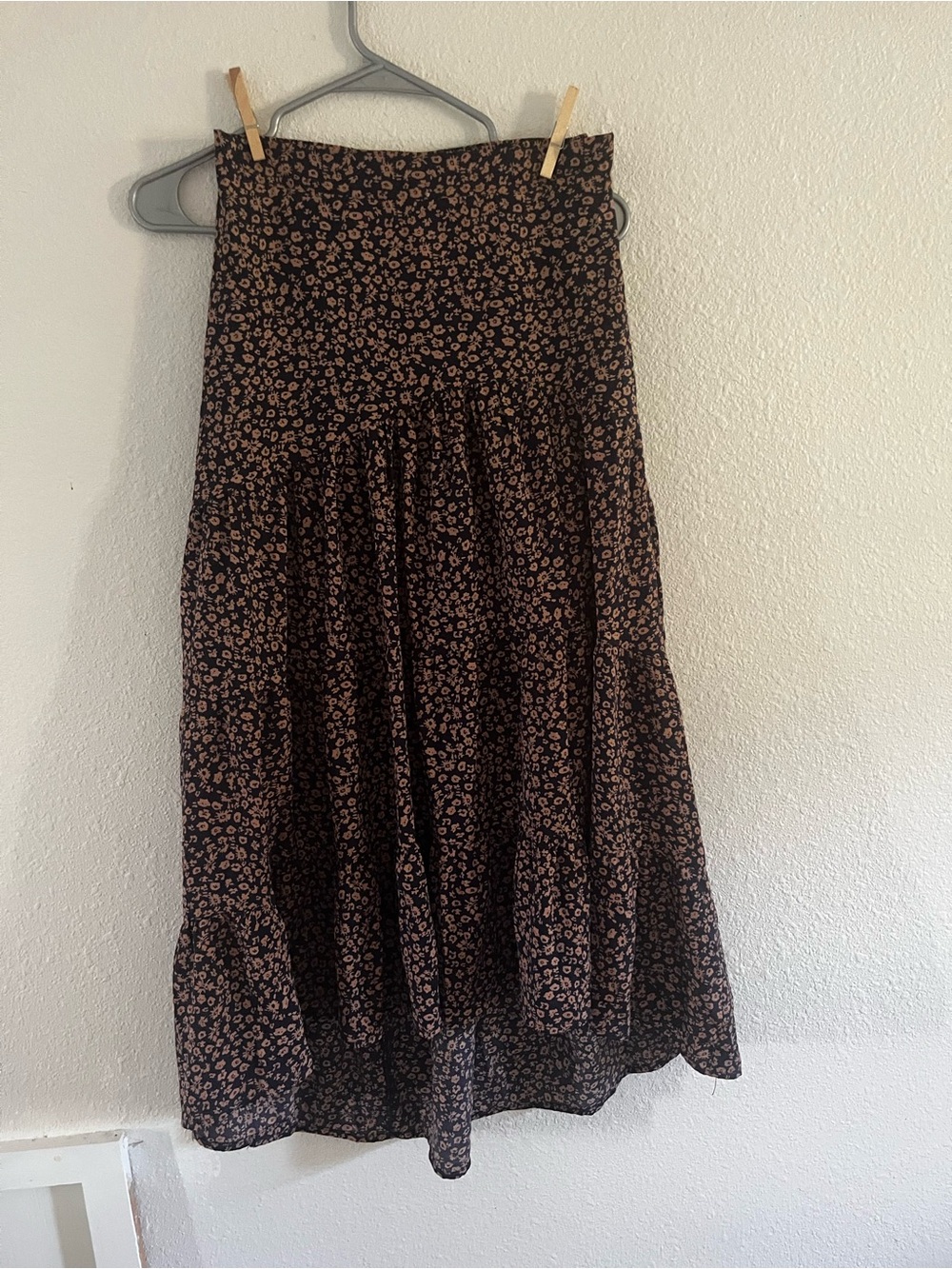 Wishlist Navy Print Maxi Skirt with high/low hemline Brown Floral Small